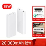  Sạc dự phòng Xiaomi Gen3 20000mAh 18W tự ngắt khi sạc đầy - Bảo hành 12 tháng 