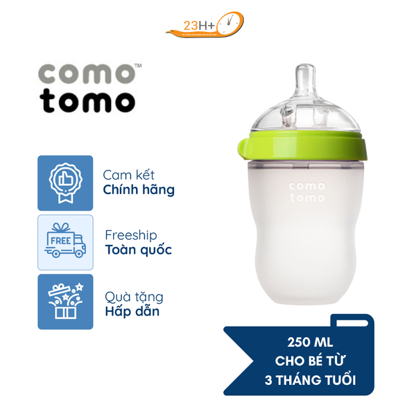 BÌNH SỮA SILICONE COMOTOMO 250ML - XANH