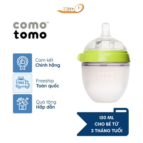 BÌNH SỮA SILICONE COMOTOMO 150ML - XANH