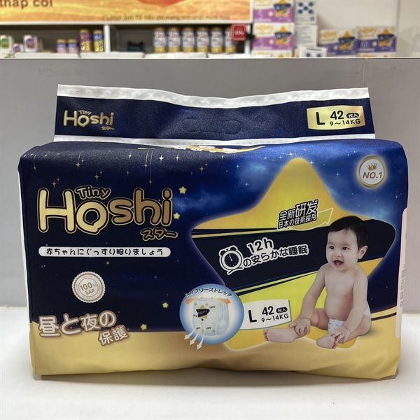 Bỉm TÃ Quần Cho Bé Tiny Hoshi 23h.shop Size L42 Thiết Kế 2 Lớp Chống Tràn Siêu Mỏng Thấm Hút Tốt