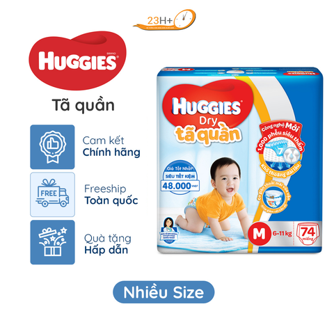 Tã quần Huggies Dry size M - 54 miếng (Cho bé 6 - 11kg)