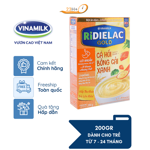 Bột Ăn Dặm Ridielac Gold Cá Hồi Bông Cải Xanh 200g