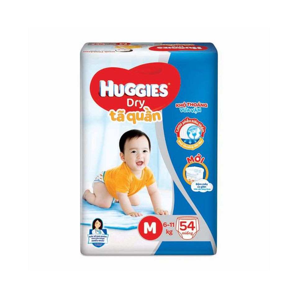 Tã quần Huggies Dry size M - 54 miếng (Cho bé 6 - 11kg)