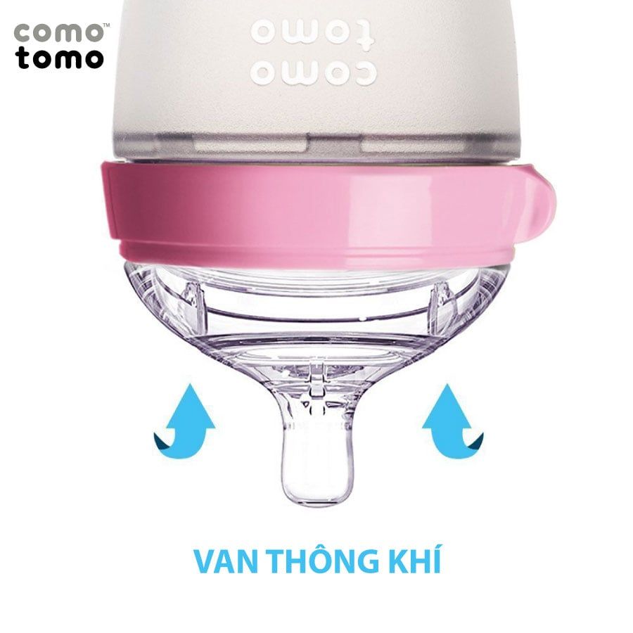BÌNH SỮA SILICONE COMOTOMO 150ML - HỒNG