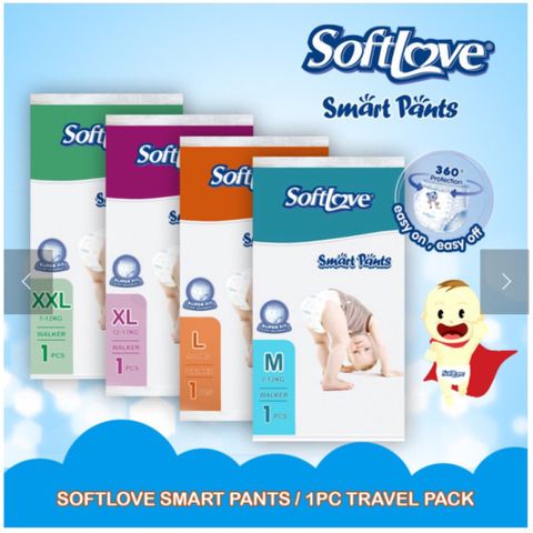 Bỉm TÃ Quần Cho Bé Softlove Size L56 23h.shop Nhập Khẩu Singapore Thiết Kế 2 Lớp Chống Tràn Siêu Mỏng Thấm Hút Tốt