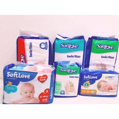 Bỉm TÃ Dán Cho Bé Softlove Size L52 23h.shop Nhập Khẩu Singapore Thiết Kế 2 Lớp Chống Tràn Siêu Mỏng Thấm Hút Tốt