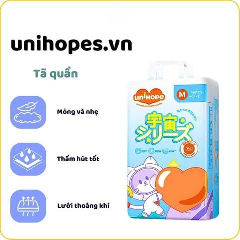 TÃ EM BÉ DẠNG QUẦN UNIHOPE SIZE M - 56 MIẾNG
