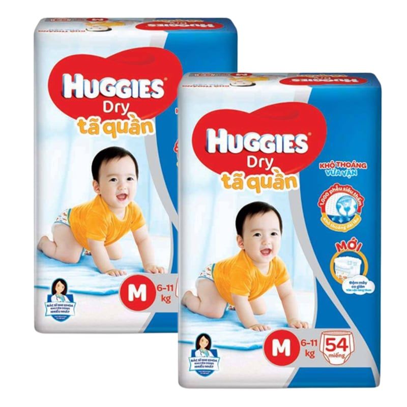 Tã quần Huggies Dry size M - 54 miếng (Cho bé 6 - 11kg)