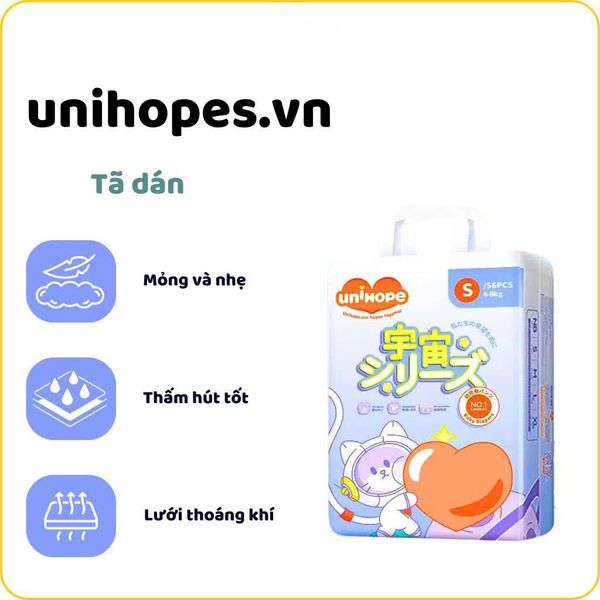 TÃ EM BÉ DẠNG DÁN UNIHOPE SIZE S -56 MIẾNG