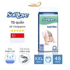 Bỉm TÃ Quần Cho Bé Softlove Size XXL48 23h.shop Nhập Khẩu Singapore Thiết Kế 2 Lớp Chống Tràn Siêu Mỏng Thấm Hút Tốt