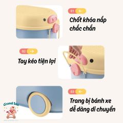 Thùng Đựng Đồ Hình Heo Nubie Cao Cấp Cho Bé Có Nắp Màu Vàng Chất Liệu Nhựa Việt Nhật