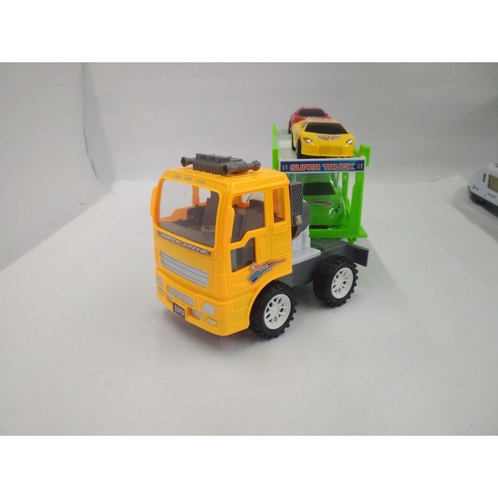 Đồ Chơi Xe Công Trình Chở 2 Xe Cần Cẩu Chạy Bằng Đà