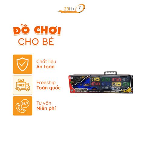 Đồ Chơi Xe Oto Tải Chở Nhiều Ô Tô Con Chạy Đà Cho Bé