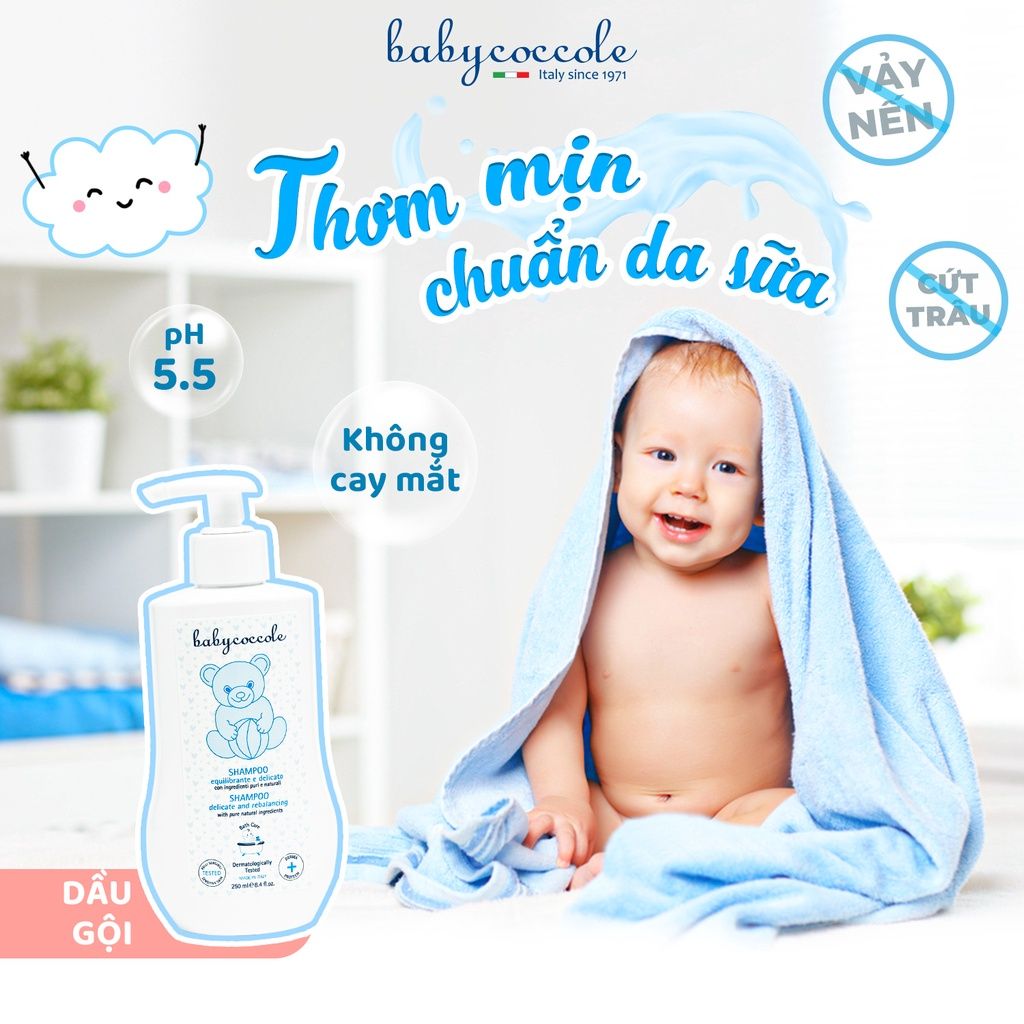 Dầu gội cho bé Babycoccole 0M+ an toàn cho trẻ sơ sinh & em bé chiết xuất hoa sen 250ml