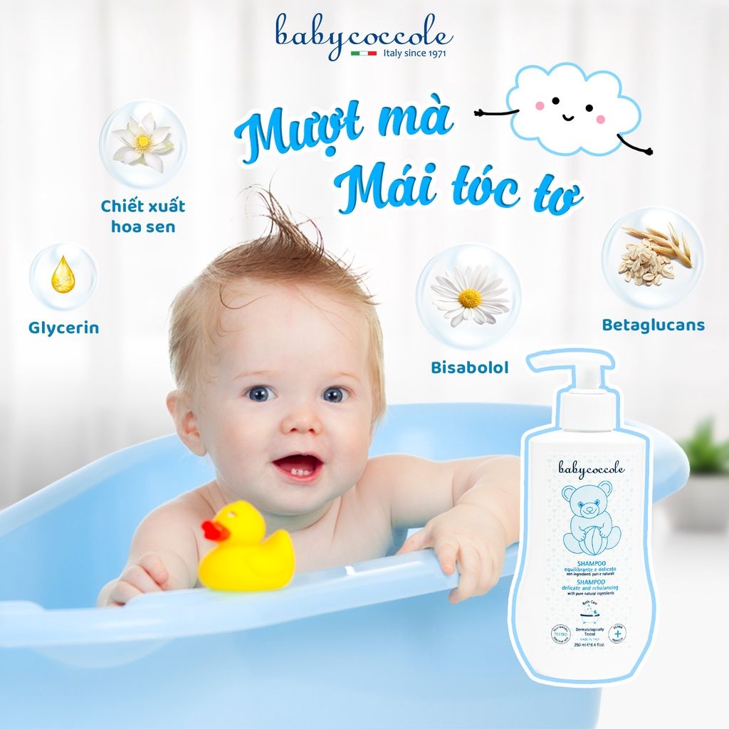 Dầu gội cho bé Babycoccole 0M+ an toàn cho trẻ sơ sinh & em bé chiết xuất hoa sen 250ml