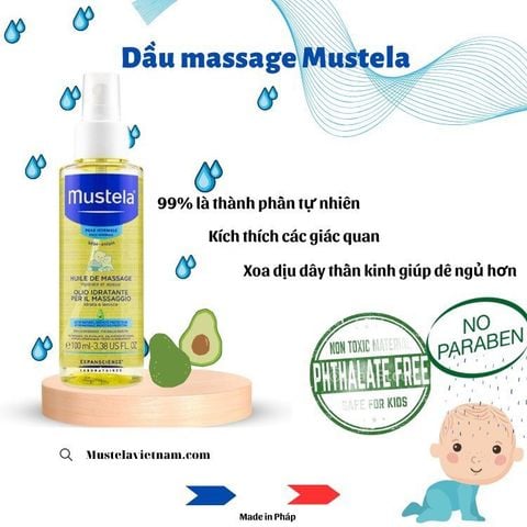 Dầu Massage dưỡng ẩm da cho trẻ sơ sinh và em bé Mustela (100ml)
