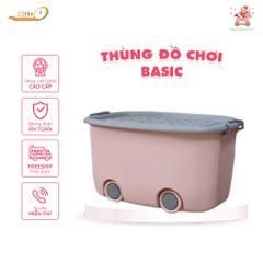 Thùng Đựng Đồ Basic Cao Cấp Màu Hồng Cho Bé Có Nắp Chất Liệu Nhựa Việt Nhật