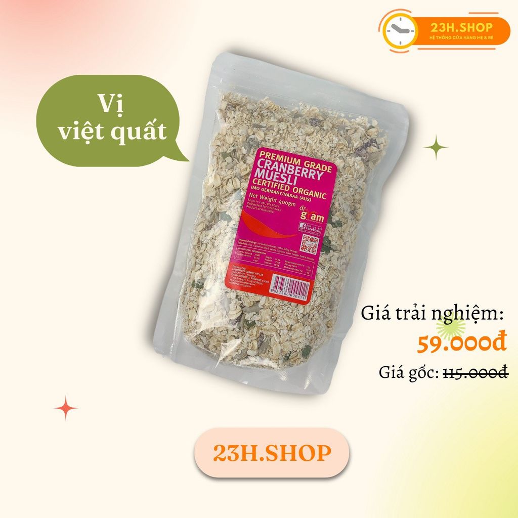 Yến Mạch Ăn Dặm Vị Trái Cây Cho Bé Dr Gram Organic 23h.Shop Yến Mạch Ăn Liền Cao Cấp Gói 400g