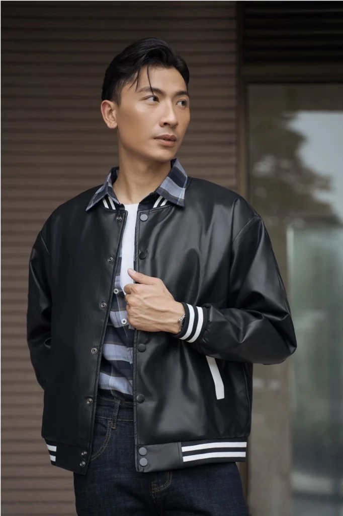  KHOÁC NAM 3814-ĐEN VIỀN TRẮNG 