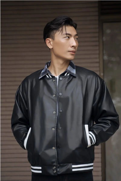  KHOÁC NAM 3814-ĐEN VIỀN TRẮNG 