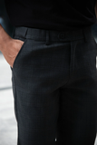  QUẦN TÂY NAM 505-SLIM FIT CARO XÁM LƯNG RÚT CO GIÃN 