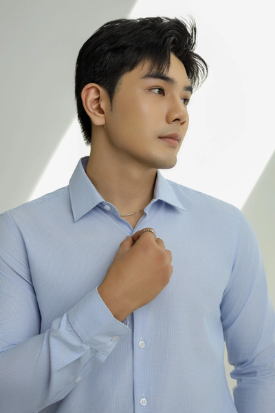  SOMI NAM 5876-1-SLIM FIT XANH SỌC NHUYỄN 