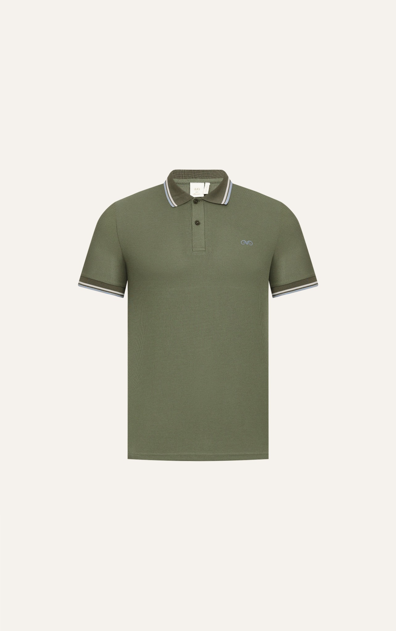  POLO NAM 6101-SLIM FIT RÊU VIỀN KEM BIỂN 