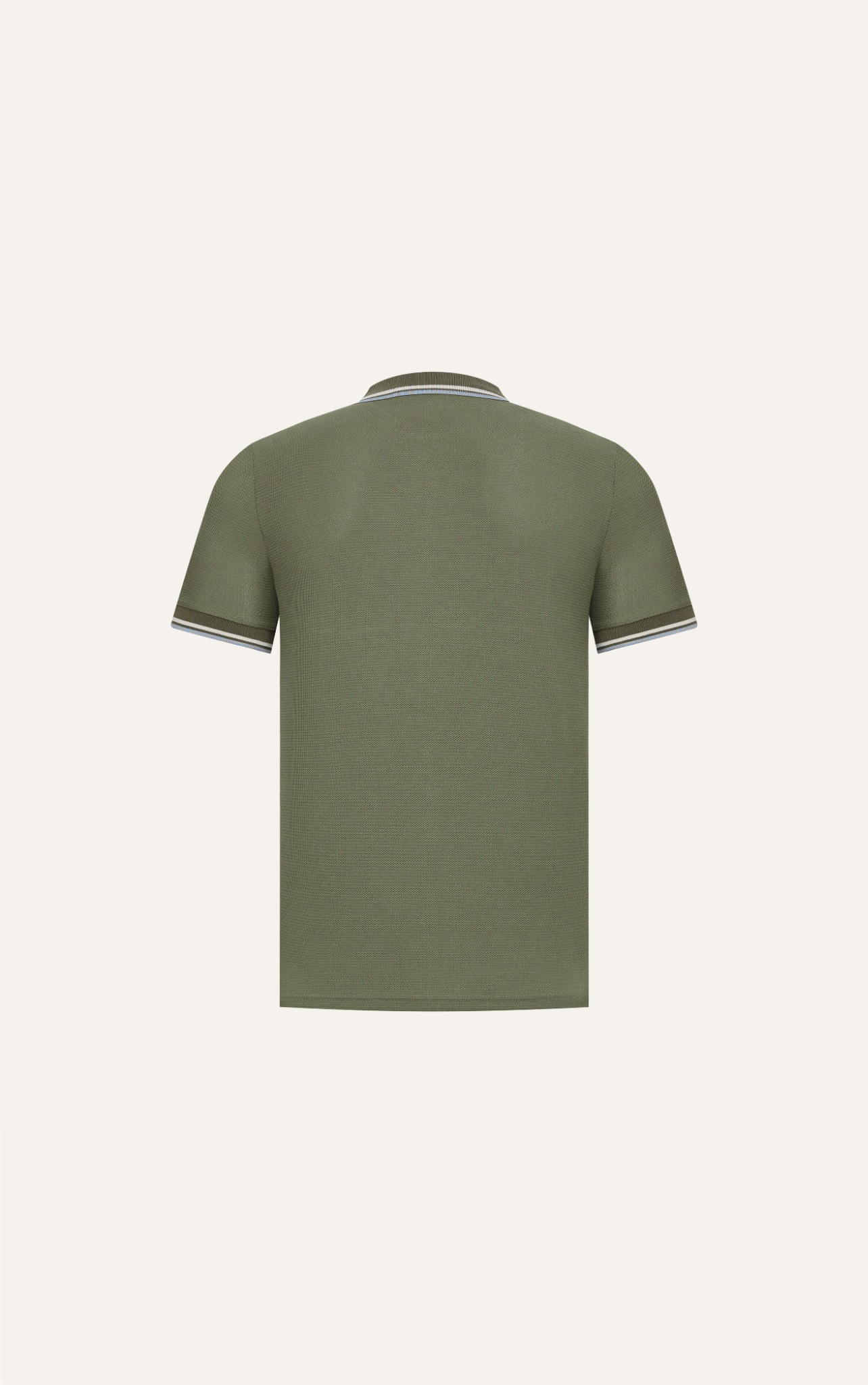 POLO NAM 6101-SLIM FIT RÊU VIỀN KEM BIỂN 