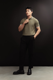  POLO NAM 6101-SLIM FIT RÊU VIỀN KEM BIỂN 