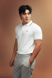  POLO NAM 6101-SLIM FIT TRẮNG VIỀN NÂU XANH 