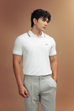  POLO NAM 6101-SLIM FIT TRẮNG VIỀN NÂU XANH 