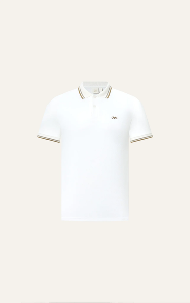  POLO NAM 6101-SLIM FIT TRẮNG VIỀN XÁM KEM 