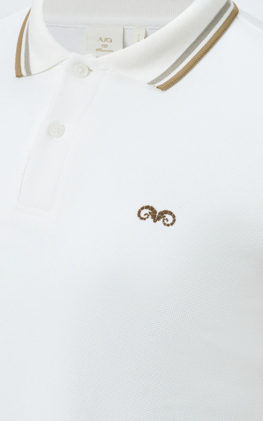  POLO NAM 6101-SLIM FIT TRẮNG VIỀN XÁM KEM 