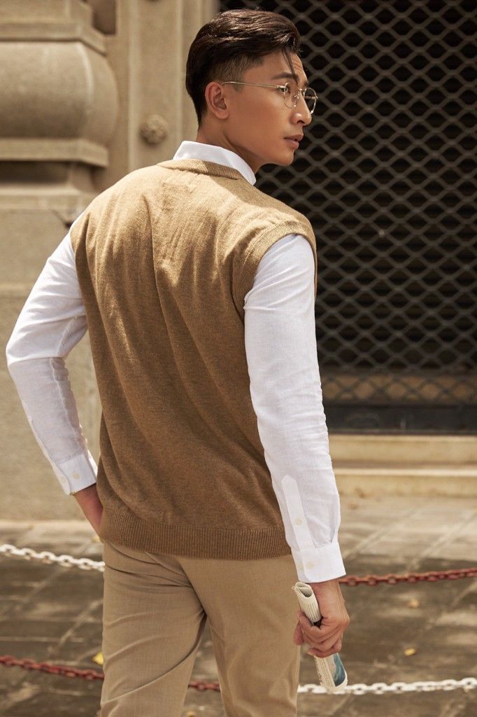  ÁO THUN NAM CADIGAN DỆT KIM 6853-REGULAR FIT NÂU ĐỒNG 