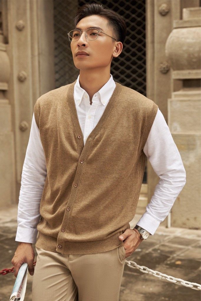  ÁO THUN NAM CADIGAN DỆT KIM 6853-REGULAR FIT NÂU ĐỒNG 