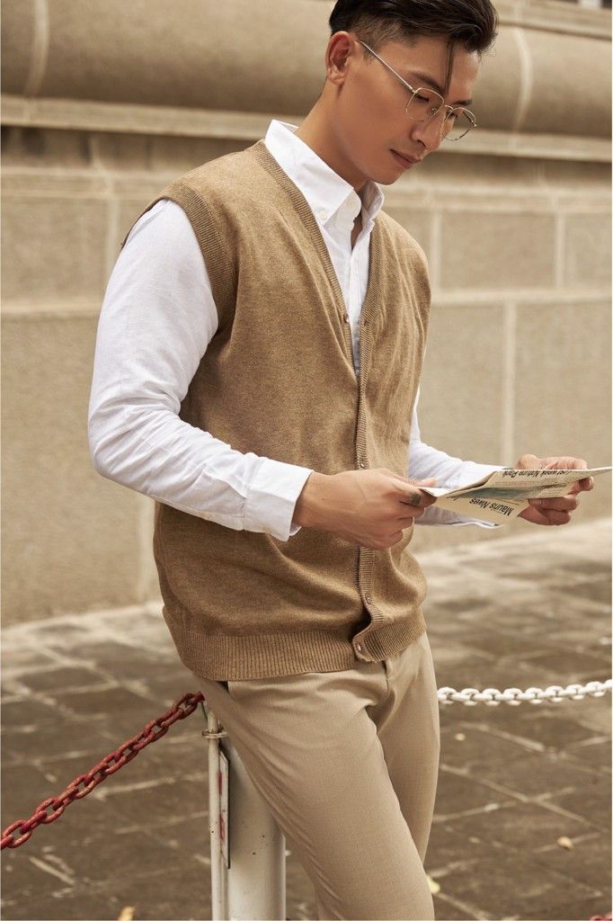  ÁO THUN NAM CADIGAN DỆT KIM 6853-REGULAR FIT NÂU ĐỒNG 