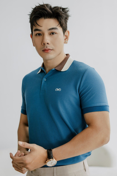  POLO NAM 880-XANH BIC CỔ KEM NÂU 