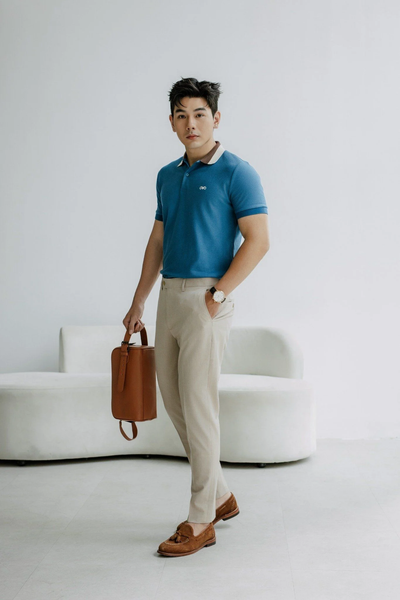  POLO NAM 880-XANH BIC CỔ KEM NÂU 