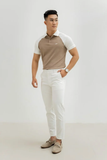  POLO NAM 8813-CAFE LBR TAY TRẮNG 