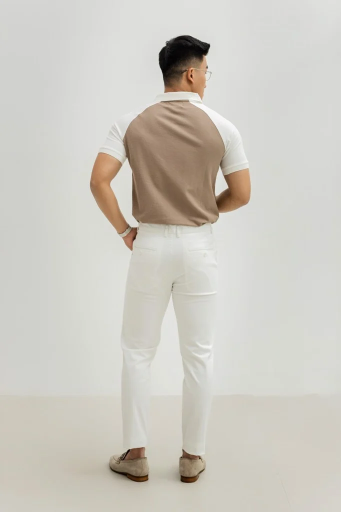  POLO NAM 8813-CAFE LBR TAY TRẮNG 