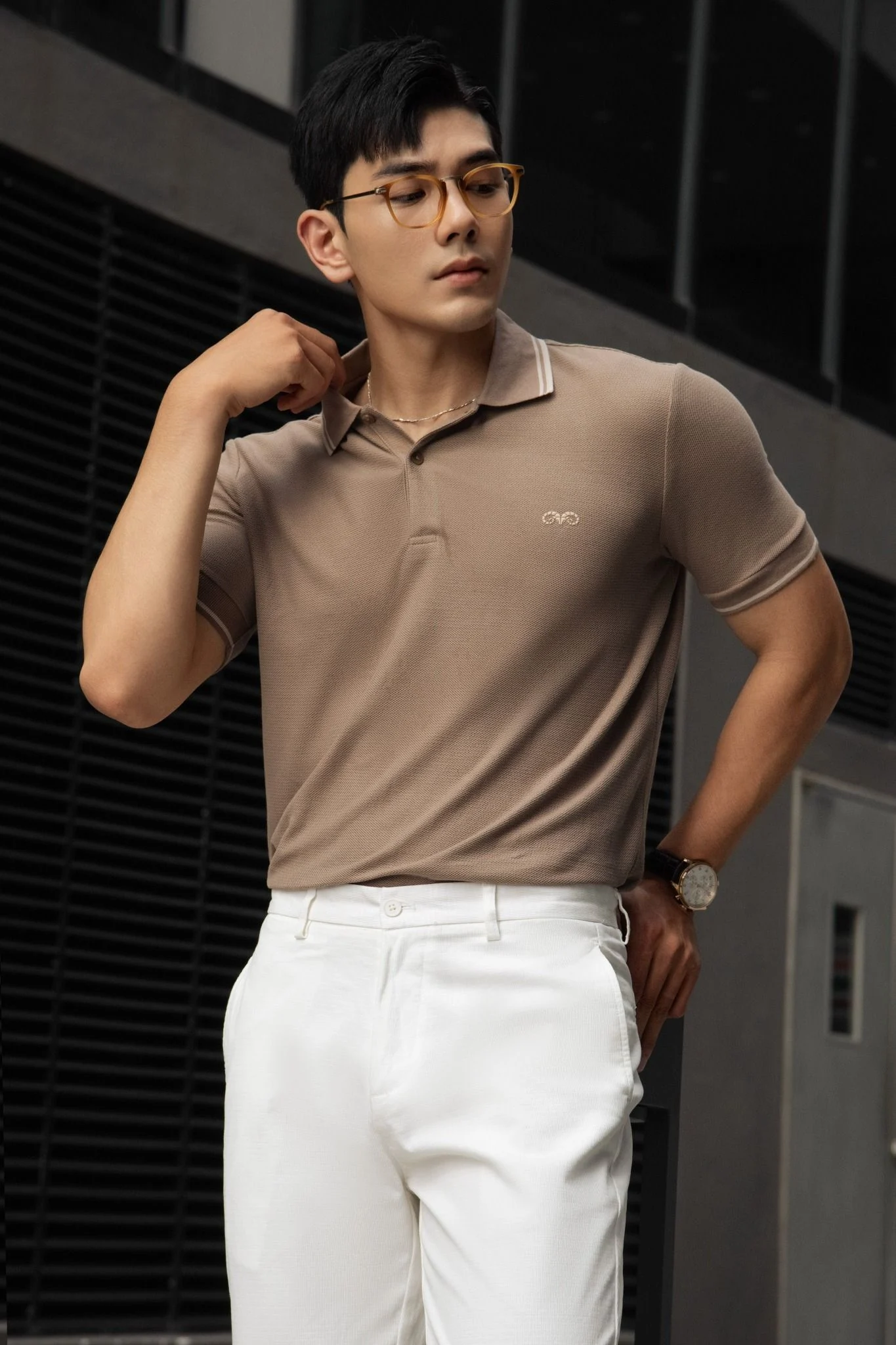  POLO NAM 8827-NÂU VIỀN KEM 