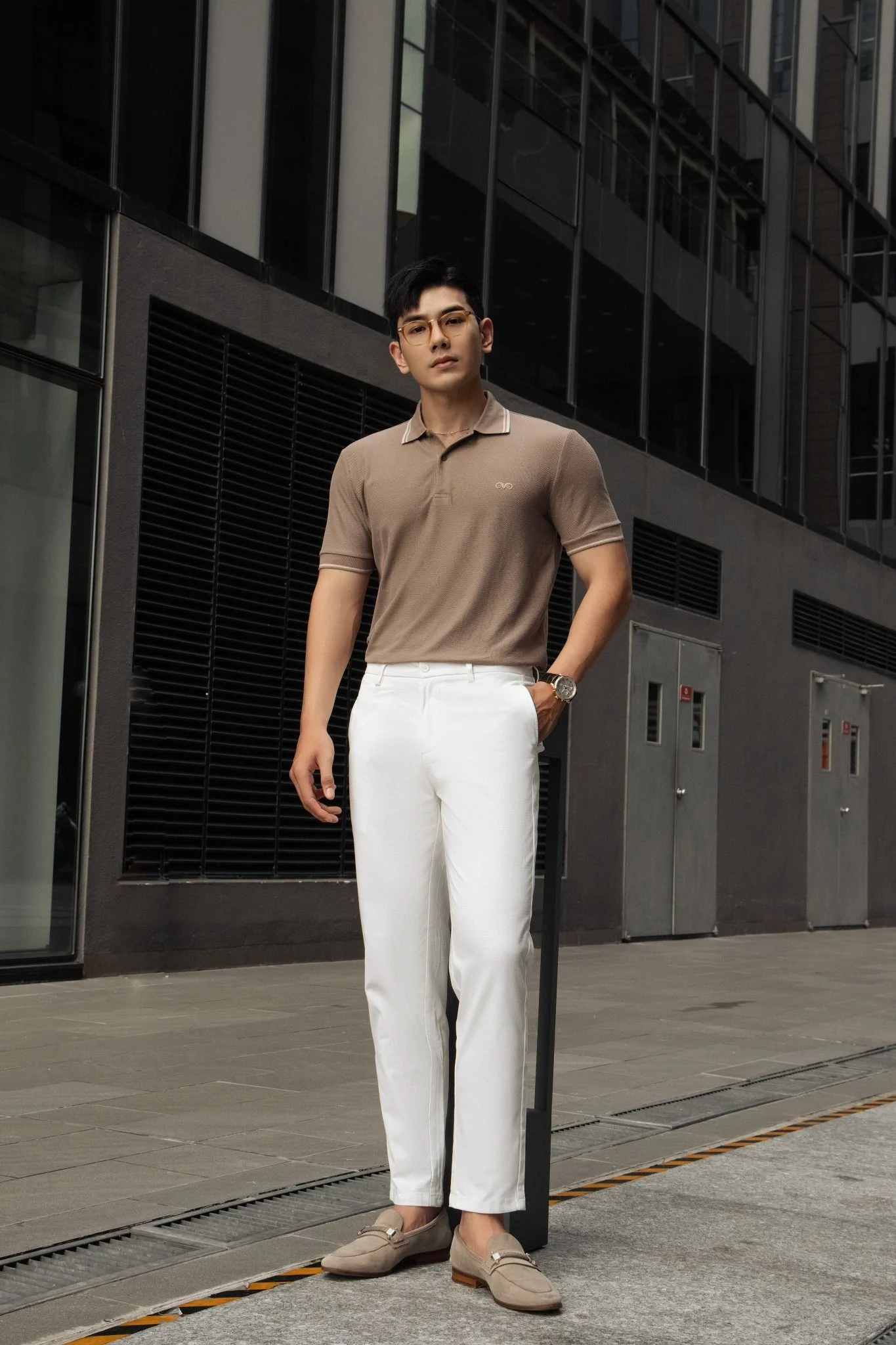  POLO NAM 8827-NÂU VIỀN KEM 