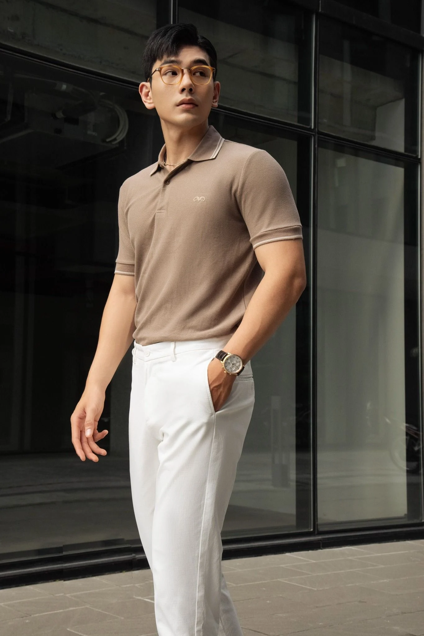  POLO NAM 8827-NÂU VIỀN KEM 