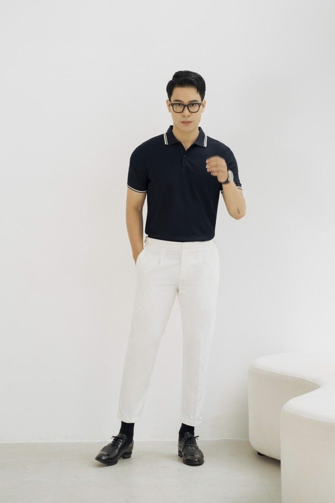  POLO NAM 8827-XANH ĐEN VIỀN TRẮNG 