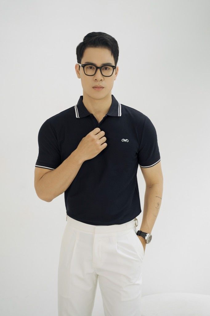  POLO NAM 8827-XANH ĐEN VIỀN TRẮNG 