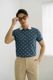  POLO NAM 8833-XANH DƯƠNG CỔ KEM 