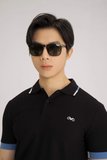  POLO NAM 8849-ĐEN CỔ CHỈ TRẮNG XANH 