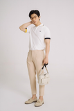  POLO NAM 8849-TRẮNG CỔ CHỈ VÀNG ĐEN 
