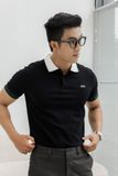  POLO NAM 8851-ĐEN CỔ TRẮNG TAY RÊU 