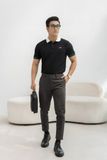  POLO NAM 8851-ĐEN CỔ TRẮNG TAY RÊU 